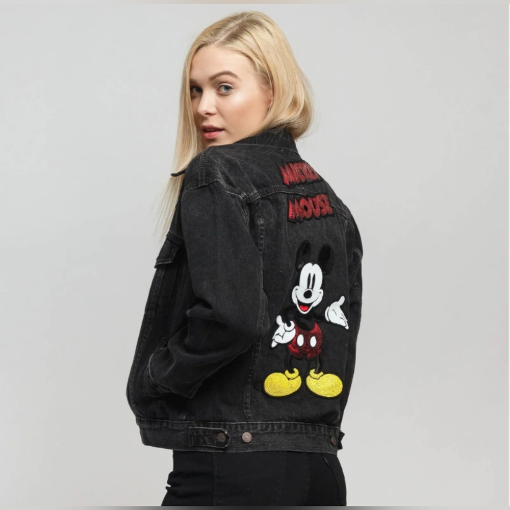 Levis Denim Jacket Women's Disney Mickey Mouse Boyfriend Black Size XS